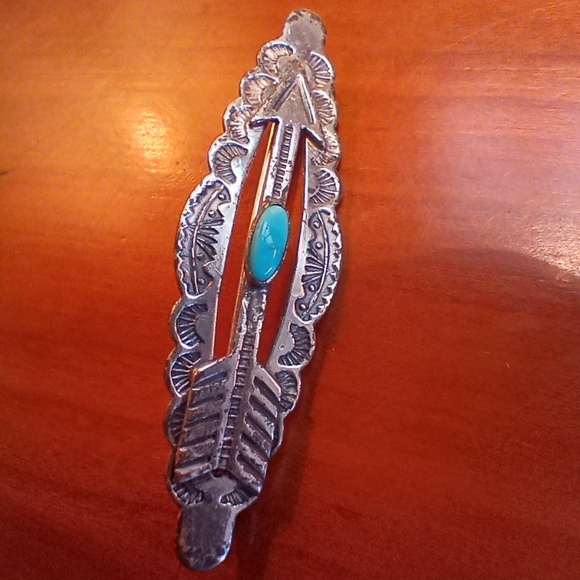 Vintage Fred Harvey Era Bell Trading Post Sterling Silver & Turquoise Arrow Pin - Picture 5 of 5